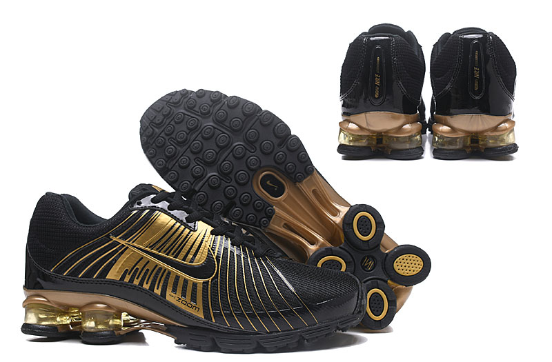 Men Nike AIR Shox Black Gold Shoes